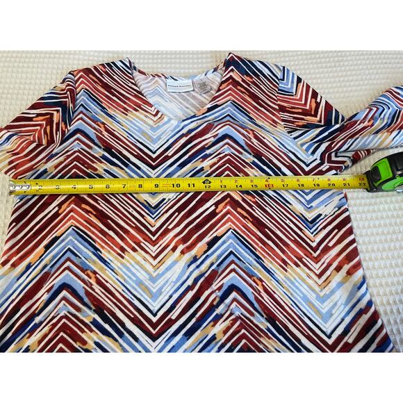 Alfred Dunner Boho Zig Zag Multicolor Fringe Long Sleeve Women's Blouse Large - Picture 8 of 9